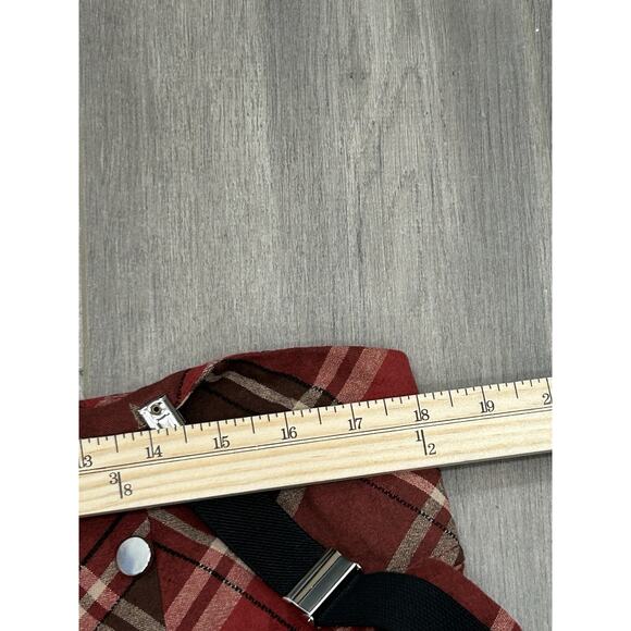 Unique Vintage Womens Suspenders Plaid Pants Red Brown Wide Leg Size 1X/16 NWOT - Picture 11 of 12